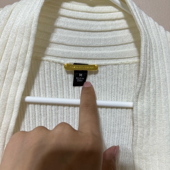 Dana Buchman Drape front Cardigan White Cream Color Open front Cardigan - Picture 5 of 6